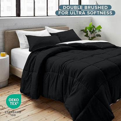 Bare Home Comforter Set - Queen Size - Ultra-Soft - Goose Down Alternative - Premium 1800 Series - All Season Warmth (Queen, Black)