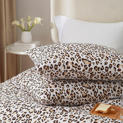 mixinni Black Brown Leopard Print Comforter Set King Size Women Ultra Soft Wildlife Animal Cheetah Print Comforter Men Abstract Bedding Set with 2 Pillowcases for All Seasons-King Size