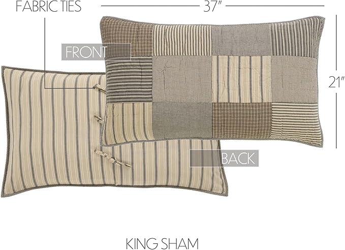 VHC Brands Farmhouse Sawyer Mill™ Bedding Accessory, King Sham 21x37, Charcoal Grey