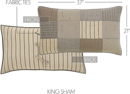 VHC Brands Farmhouse Sawyer Mill™ Bedding Accessory, King Sham 21x37, Charcoal Grey