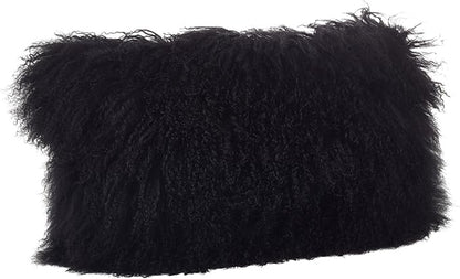 SARO LIFESTYLE Mongolian Lamb Fur Poly Filled Throw Pillow