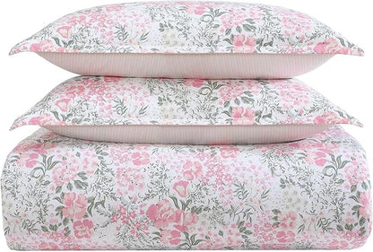 Laura Ashley - Comforter Set, Soft & Breathable Bedding with Matching Sham, Romantic Floral Design (Heather Garden Pink, Twin)
