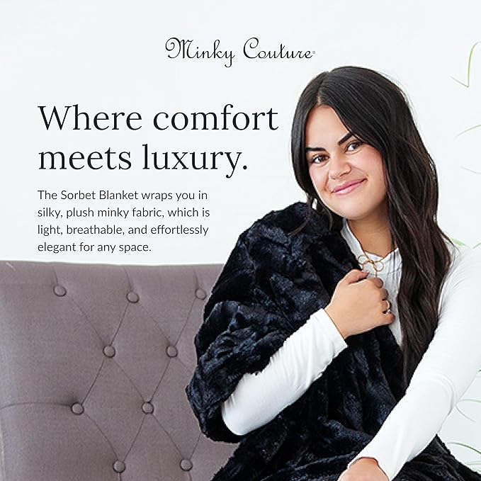 Minky Couture Sorbet Blanket - Ultra-Soft Throw for Silky Smooth Comfort - Premium Decorative Throw Blanket - Midweight, Breathable Fabric - Machine Washable Adult, Black