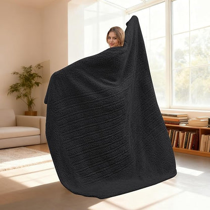 Electric Heated Blanket Full Size 72"×84" with 9 Heating Levels & 1-10Hs Auto Off，Double Sided Plush Sherpa, Energy Efficient, Machine Washable, for Couch & Bed, Black