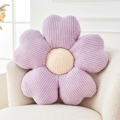 Flower Throw Pillow, Cute Flower Shaped Pillow Decorative Throw Pillow for Bed Couch, Soft Daisy Pillows Floor Seating Cushion Cushions (19.6 Inch Purple)