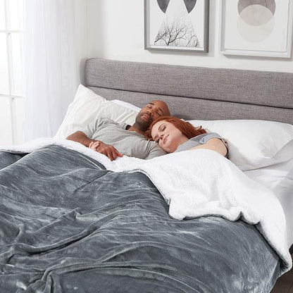 Genteele Sherpa Throw Blanket Super Soft Reversible Ultra Luxurious Plush Blanket, 60 x 70 inches, Gray/White