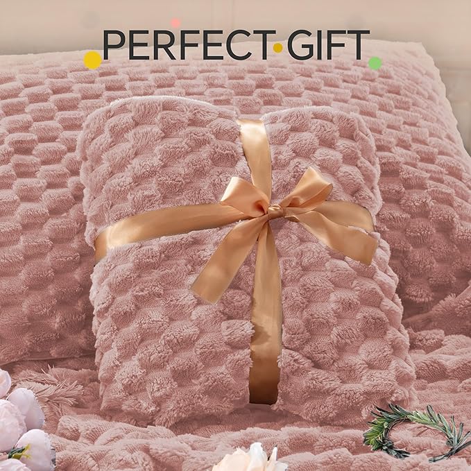 BEDELITE Fluffy Twin Comforter Set - Dusty Pink Fleece Soft Comforter for Twin Size Bed, Luxury Warm Bedding Set for Winter, Fuzzy Bed Set 2 Pieces (1 Comforter, 1 Pillowcase)