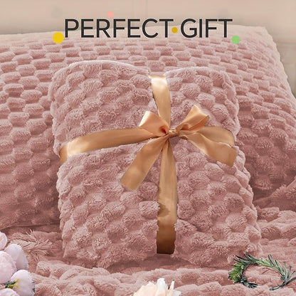 BEDELITE Fluffy Twin Comforter Set - Dusty Pink Fleece Soft Comforter for Twin Size Bed, Luxury Warm Bedding Set for Winter, Fuzzy Bed Set 2 Pieces (1 Comforter, 1 Pillowcase)