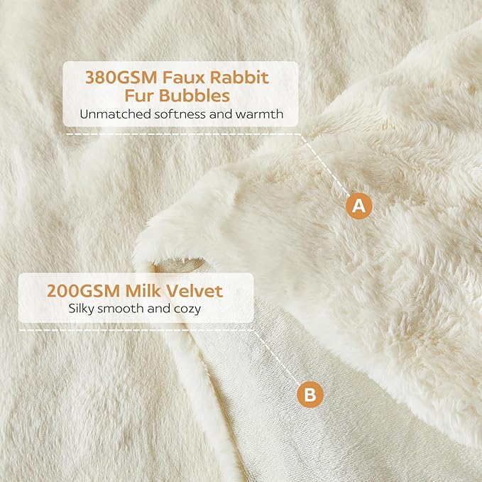 Tokokimo Fluffy Fleece Queen Size Comforter Set, Ultra Soft Reversible Heavyweight Fleece Bedding, Extra Warm Winter Comforter with 2 Pillow Cases, All Season Fuzzy Comforter Set, Beige