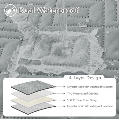 hyha Waterproof Dog Blanket, Soft Pet Bed Blankets, Waterproof Sofa Couch Cover for Dogs Washable, Reversible Pet Couch Covers for Sofa Furniture (82x102 Inch, Grey/Light Grey)