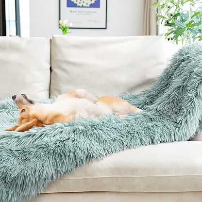 JONIYEAR Decorative 2.8" Long Hair Soft Fuzzy Faux Fur Throw Blanket 50" x 60",Luxury Reversible Fluffy Blankets for Couch Sofa Chair,Lightweight Accent Cozy Plush Thick Warm Shaggy Furry Blanket,Aqua