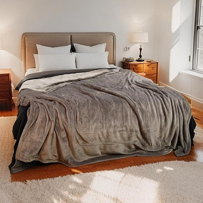 Electric Heated Blanket 72"x84" Full Size Flannel Heated Blanket, Cozy & Warm for All Night, 5 Heat Settings & 10 Hours Auto Off, Machine Washable, Light Grey