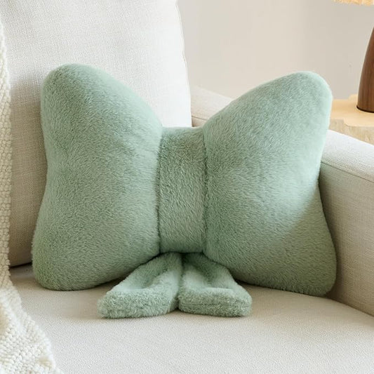 Xuyier Bow Pillows, Bow Shaped Decorative Throw Pillows for Couch Bed, Aesthetic Cute Home Decor Accent Pillows (Sage Green, Large-16 Inches)
