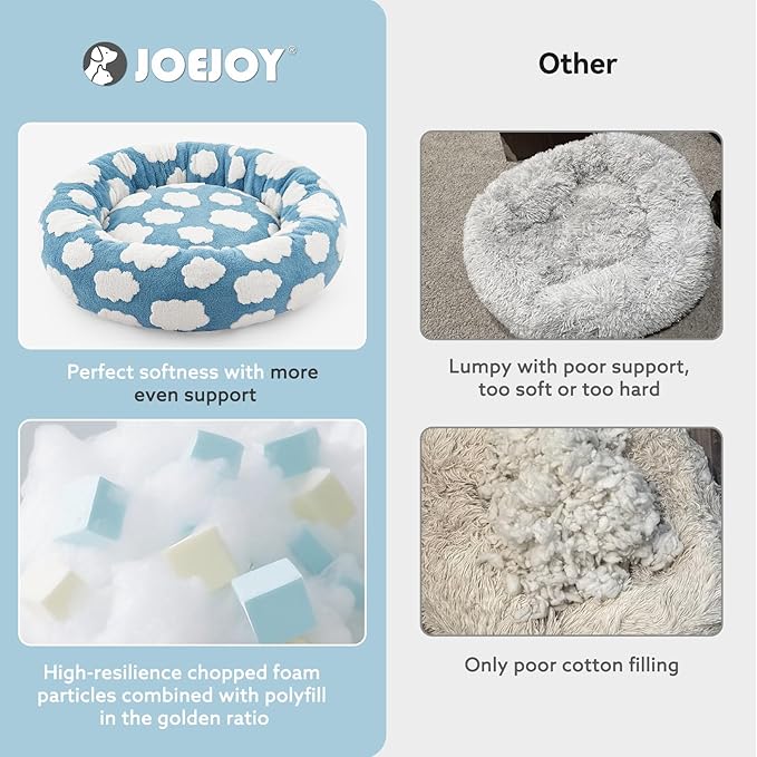 JOEJOY Donut Dog Bed Medium Size Dog, Cute Round Calming Pet Bed with Removable Washable Cover, Orthopedic Puppy Bed with Jacquard Shaggy Plush & Non Skid Bottom