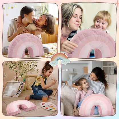 Chunful Rainbow Pillow for Girls Kids 13.8 x 8.7 x 4 Inch Plush Cute Rainbow Throw Pillow Arch Shaped Cushion Stuffed Decoration for Bed Chair Room Home Decor Easter Day(Dark Pastel,2 Pcs)
