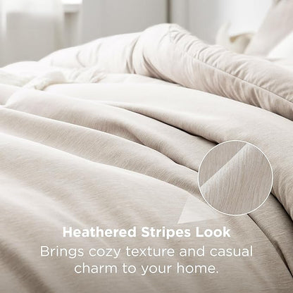 Bedsure California King Comforter Set - Beige Soft Bedding for All Seasons, Cationic Dyed Bed Set, 3 Pieces, 1 California King Size Comforter (104"x96") and 2 Pillow Shams (20"x36"+2")