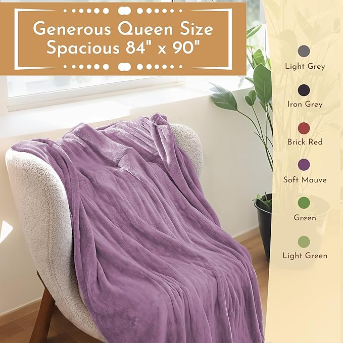 Electric Heated Blanket 84"x90" Queen Size Flannel Heated Blanket, Cozy & Warm for All Night, 5 Heat Settings & 10 Hours Auto Off, Machine Washable, Cameo Brown