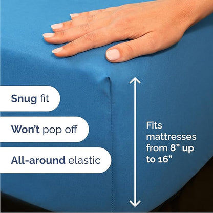 Queen 6 Piece Sheet Set - Comfy Breathable & Cooling - Ultra-Soft Hotel Luxury Bedding Set w/ 8-16 Inch Deep Pockets - 1 Flat & 1 Fitted Sheet & 4 Pillowcases - Wrinkle Free & Easy Care - Denim Blue