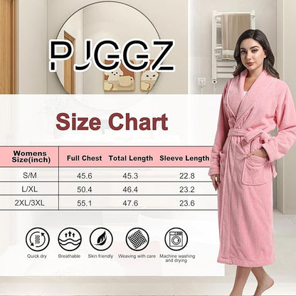 Women's Shawl Collar Bathrobe, Soft Long Towel Robes for Women - Super Absorbent Quick Dry yet Warm