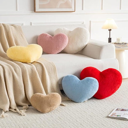 Xiashrk Heart Pillow, Heart Shaped Pillow for Bed Couch, Soft Decorative Heart Throw Pillow, Cute Decorate Pillows, Heart Pillows for Bedroom Living Room (White, Medium 15.7"x11.8")