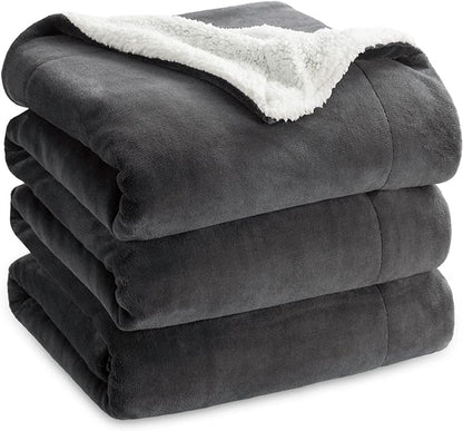 Bedsure GentleSoft Sherpa Fleece Blankets King Size for Bed - Thick and Warm Throw for Women and Men, Soft Fuzzy Plush King Blanket for Winter, Non-Heated, Charcoal, 108x90 Inches