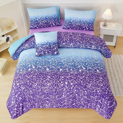 PERFEMET Queen Comforter Set with Sheets, 6 Pcs Blue Purple Girls Bedding Set, Tie Dye Rainbow Comforter for Queen Size Bed, Colorful Ombre Bedroom Decor Bed in A Bag for Teens Girls