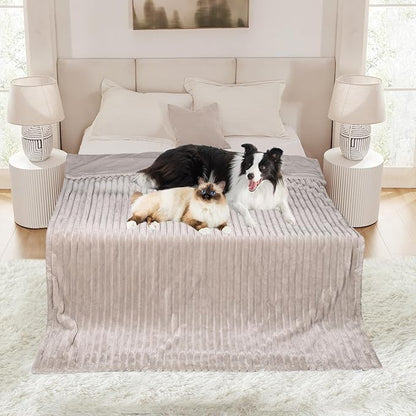 Waterproof Dog Blanket, Soft Fleece Blanket for Couch Protector, Reversible Pet Blankets Furniture Protector Cover for Small Medium Large Dogs Cats (Line, 50"x60")
