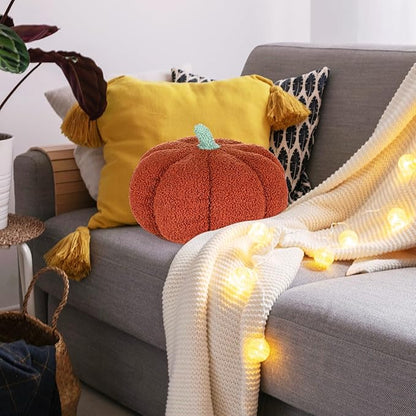 Kajaia 2 Pcs Pumpkin Pillow Plush 11 x 9.5 Inch 3D Cushion Fall Decorations Simulated Stuffed Throw Pillows for Halloween Thanksgiving Bedroom Sofa Couch Supplies (Yellow,Brown)