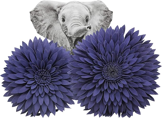 3D Daisy Flower Decorative Pillow - Sunflower Throw 14.5 x 13 Inch Round Decor - Home Decorations for Couch & Bed - Flower-Shaped (Case + Insert, Solid Navy)