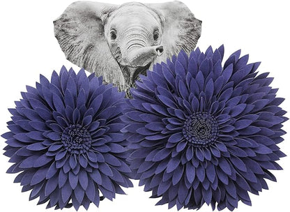 3D Daisy Flower Decorative Pillow - Sunflower Throw 14.5 x 13 Inch Round Decor - Home Decorations for Couch & Bed - Flower-Shaped (Case + Insert, Solid Navy)