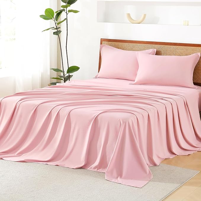 Litanika Pink Queen Size Comforter Set with Sheets - 7 Pieces Bed in a Bag Queen Boho Tufted Complete Bedding Sets with Comforter, Sheets, Pillowcases & Shams