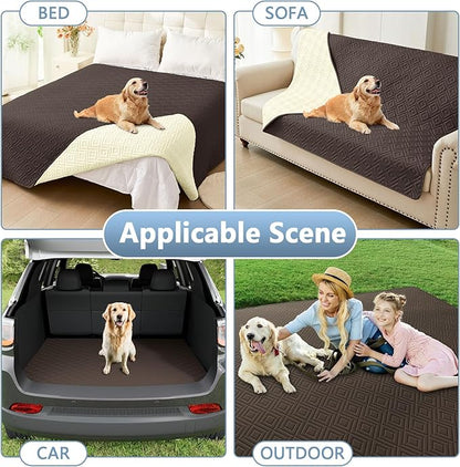 hyha Waterproof Dog Blanket, Soft Dog Bed Cover Pet Blankets, Waterproof Sofa Couch Cover for Dogs Washable, Reversible Pet Couch Covers for Sofa Furniture (68x82 Inch, Chocolate/Beige)
