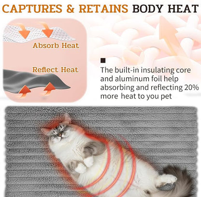 NWK Pack of 4 Fluffy Self Warming Cat Mat, Cat Blanket, Thermal Dog Mat, Washable, Non-Slip Bottom for Sofa & Crate & Kennel & Car Seat (Misty Gray, X-Large (43.5'' X 27.5'' X 0.7''))