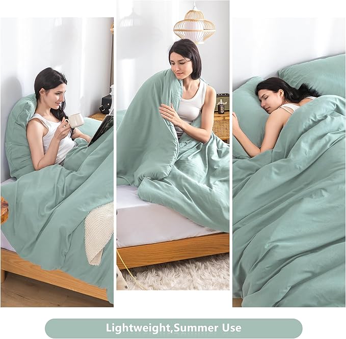 COTTEBED Slik Soft Sage Green Comforter Sets for Twin Size Bed, All Season Lightweight Fluffy Cozy,1 Bedding Down Comforter &1 Pillowsham Kids Boys Girl College Dorm, Forest Green Twin/Twin XL
