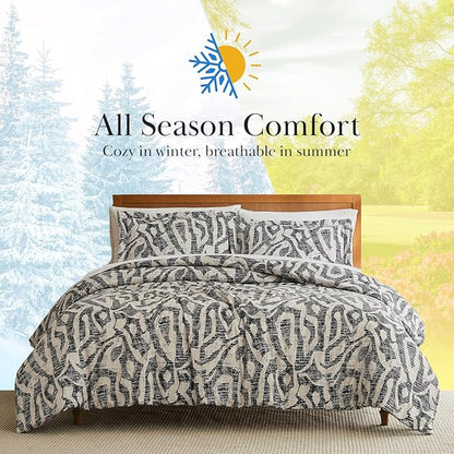 Southshore Fine Living, Inc. Oversized King Size Comforter Bedding Set, Down Alternative Filling, Modern Abstract Bed Spread, California/King Comforter & Matching Shams, Slate Khari