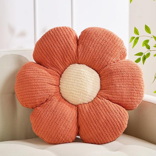 Flower Pillow Shaped Cushion Decorative Daisy Pillow for Bed Cute Throw Pillow Flower Floor Pillow Soft Seat Cushion Orange 19.6"