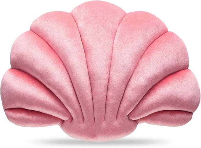Marsui Pink 3D Throw Pillows Seashell, 18 x 13 in Inch Gift Shell Shaped Preppy Room Decor Party Mermaid Pink Room Home Decorative Soft Plush Chair Cushion Cute for Sofa Bed Living Couch