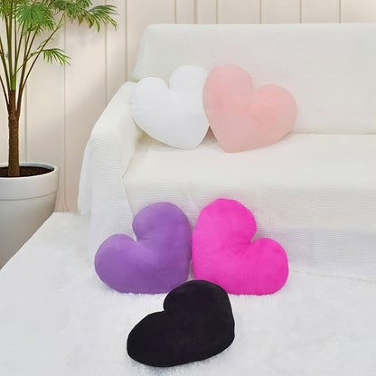 2 Pcs Heart Pillow Decorative Throw Pillows 16-inch Cute Soft Fluffy Heart Shaped Pillows for Bed Couch Sofa Bedroom Living Room Decor Aesthetic (White, 16"x13.78")