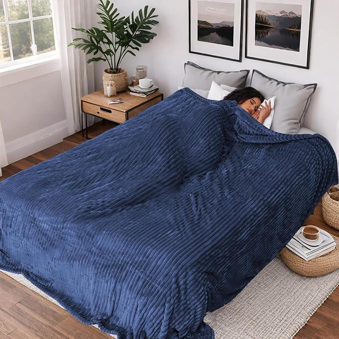 Heated Blanket Electric Blanket Twin Size 62''x84'' with 10 Heating Levels, 12 Hour Auto Shut Off, Machine Washable, Soft Flannel Warming Blanket for Couch, Bed, Office - Navy