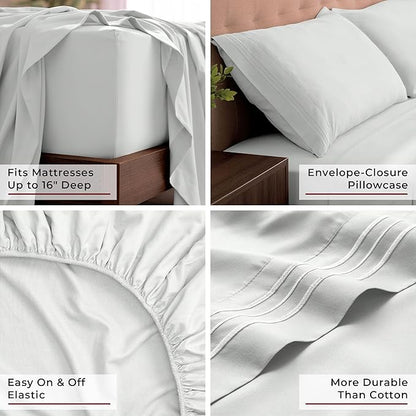 Mellanni King Sheets Set - 4 PC Iconic Collection Bedding - Hotel Luxury, Extra Soft, Cooling Bed Sheets - Wrinkle, Fade, Stain Resistant (King, Ivory)