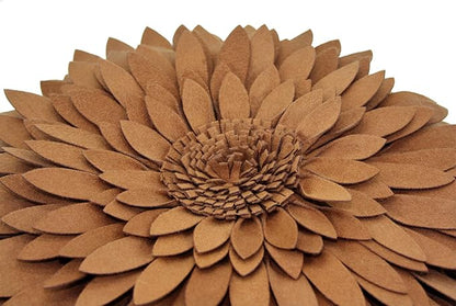 Contempo Lifestyles 3D Daisy Flower Decorative Pillow, Plush, 18" Flower, 16" Pillow With Insert, Solid Mocha