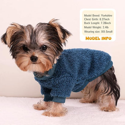 2 Pack Dog Sweater Medium Size Dog, Fleece Sweaters for Small Dogs Boy, Winter Clothes French Bulldog Sweater, Warm Soft Puppy Sweatshirt Outfit for Cats Pet Apparel, Navy Blue+Grey, M