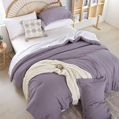 weigelia Full Size Comforter Set Dusty Purple Comforter Set 7 Piece Grayish Purple Bed Bedding Set with Sheets for Women and Men