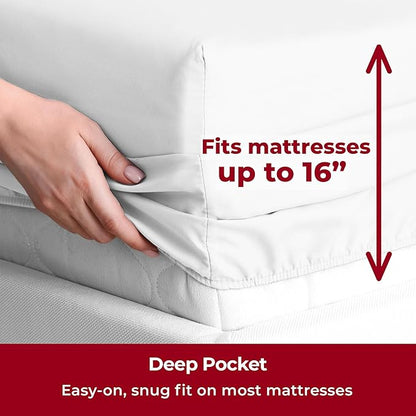 Mellanni Split King Sheets Set - 5 PC Iconic Collection Bedding - Hotel Luxury, Extra Soft, Cooling Bed Sheets - Wrinkle, Fade, Stain Resistant (Split King, White)