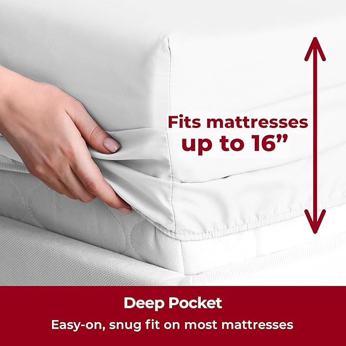 Mellanni Twin XL Sheets Set - 3 PC Iconic Collection Bedding - Hotel Luxury, Extra Soft, Cooling Bed Sheets - Wrinkle, Fade, Stain Resistant (Twin Extra Long, White) (Pack of 2)