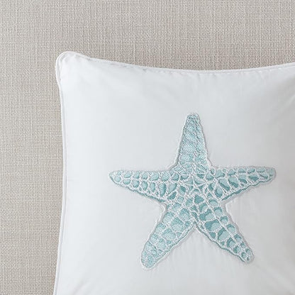 Harbor House Modern Design Decorative Pillow Hypoallergenic Sofa Cushion Lumbar, Back Support, Square 16" x 16", Maya Bay, Cotton Blue