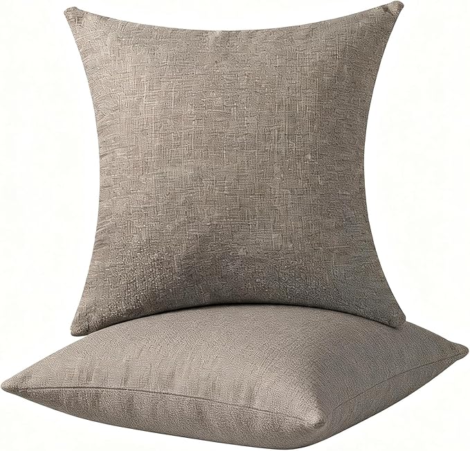 Decorative Couch Pillow Covers SofaThrow Pillows with Inserts Included Bohemian-Style Country Cushion Cover Suitable for Beds, Sofas, Living Rooms, and Home Decor 2pack 18X18 inch.(Oatmeal)