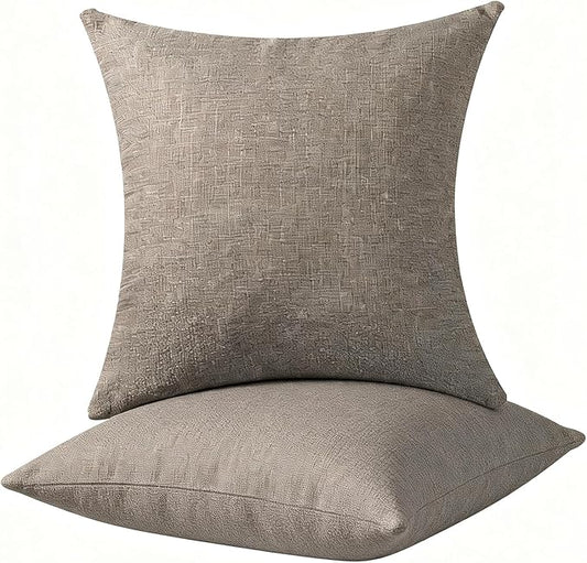 Decorative Couch Pillow Covers SofaThrow Pillows with Inserts Included Bohemian-Style Country Cushion Cover Suitable for Beds, Sofas, Living Rooms, and Home Decor 2pack 18X18 inch.(Oatmeal)
