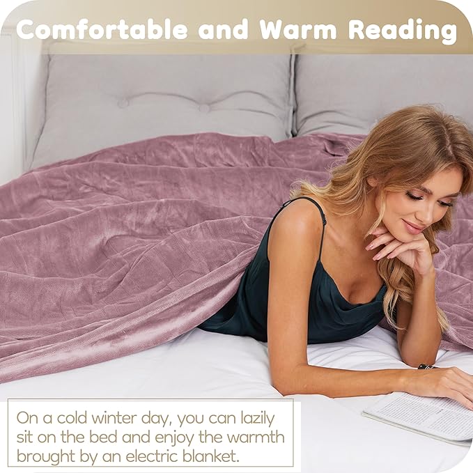 Electric Heated Blanket Full Size 72"×84", Breathable & Luxurious Flannel, Soft Warm Gift with Over-Heat Protection, 4 Heating Levels & 10 H Auto Shut Off, Machine Washable, Purple
