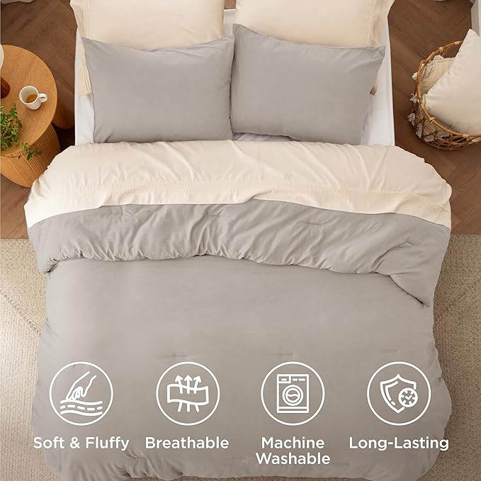 Bedsure California King Comforter Set, Linen Soft Prewashed Bedding for All Seasons, 3 Pieces GentleSoft™ Bed Set, 1 Lightweight Comforter (104"x96") and 2 Pillowcases (20"x36")